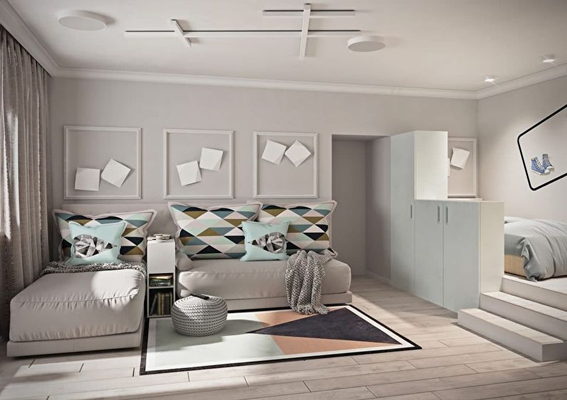 One room apartment 40 sq.m. for a family of three - interior design