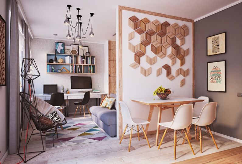 Modern one-room apartment of 40 sq.m. - Interior Design