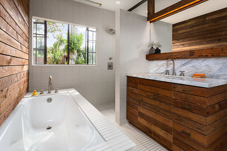Materials for wall decoration in the bathroom - Wood