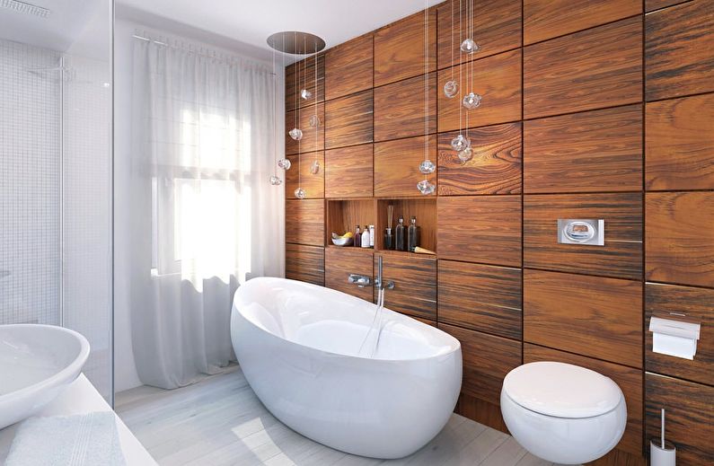Materials for wall decoration in the bathroom - Wood