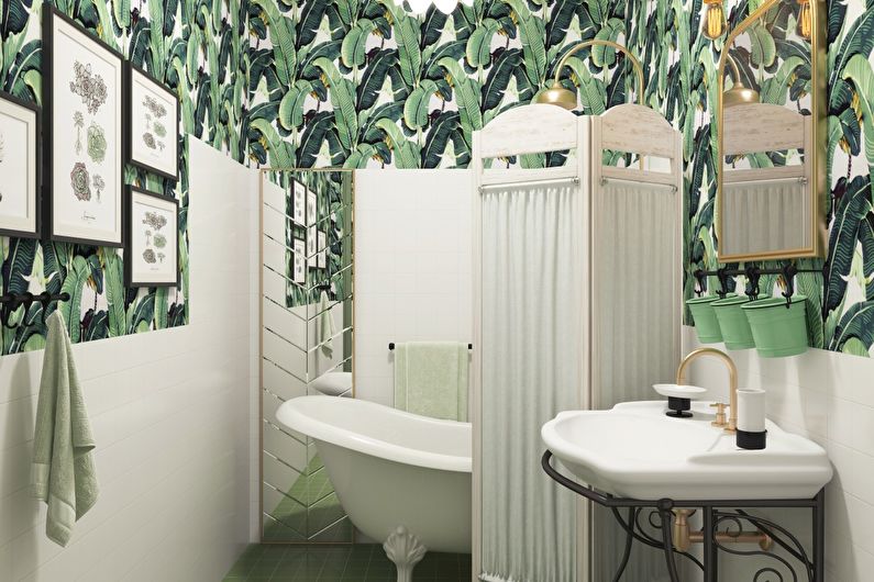 Materials for wall decoration in the bathroom - Wallpaper