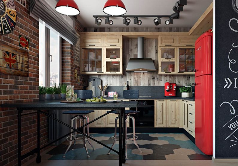 Small loft style kitchen - interior design