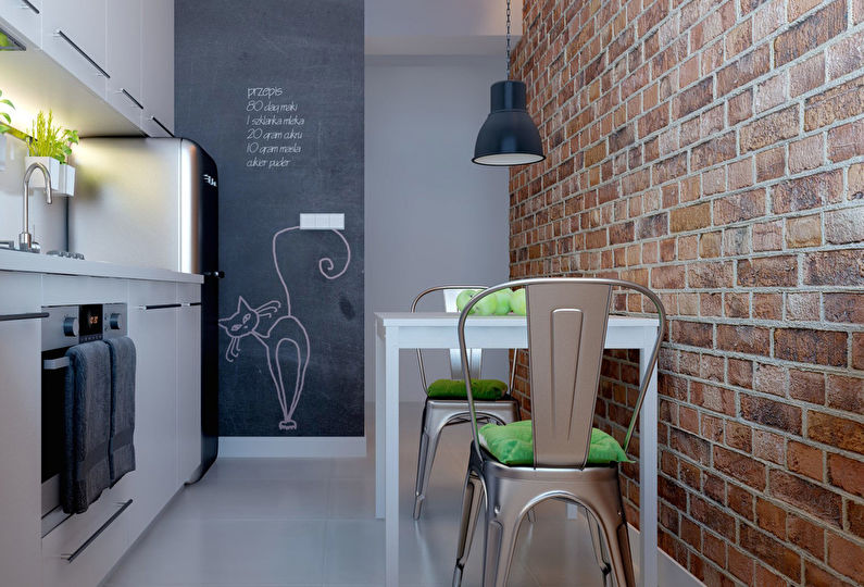 Small loft style kitchen - interior design