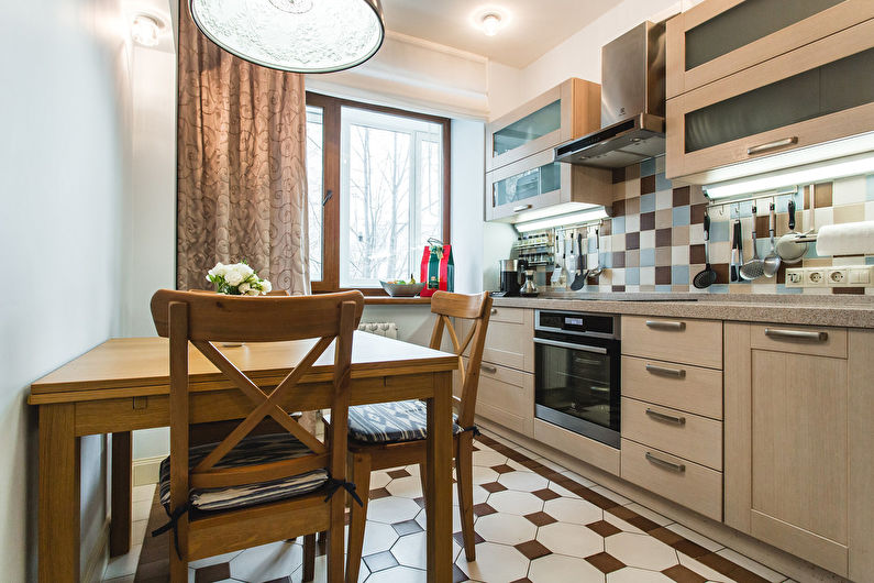 Small kitchen in beige color - interior design