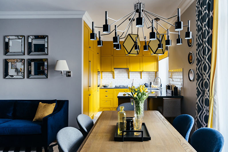 Small kitchen in yellow tones - interior design