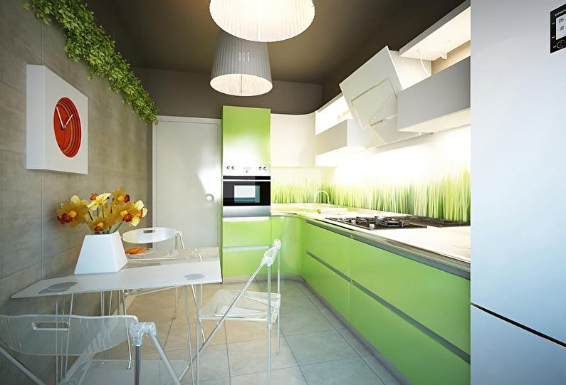Small kitchen in green - interior design