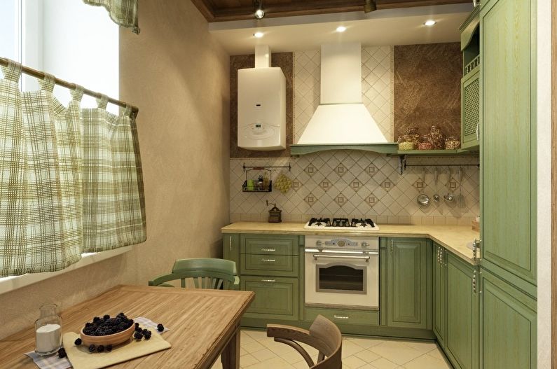 Small kitchen - curtains and textiles