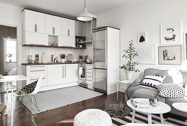 Combining a small kitchen with a living room - interior design