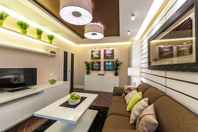 The interior design of the living room is 18 sq.m. - Photo