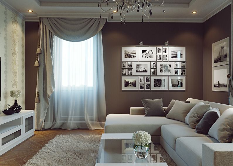 The interior design of the living room is 18 sq.m. - Photo