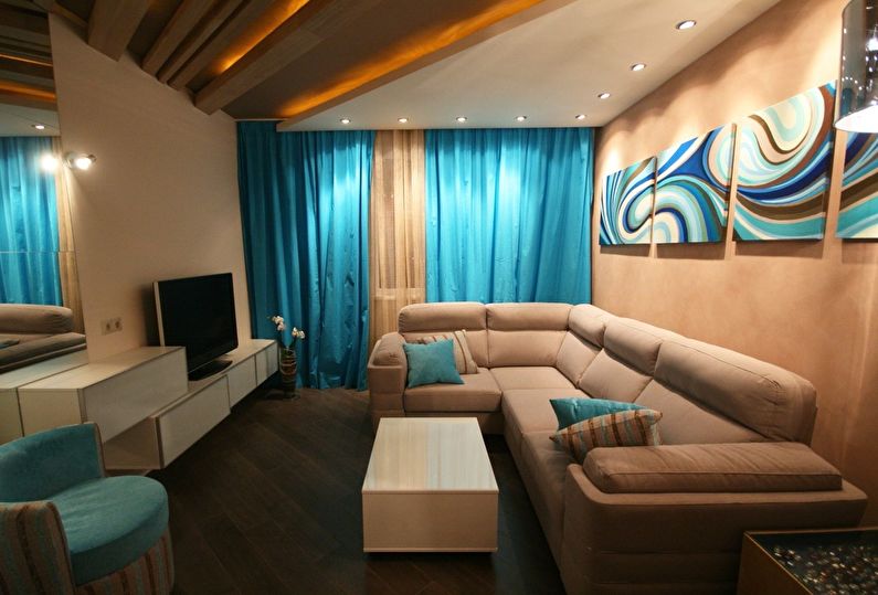 The interior design of the living room is 18 sq.m. - Photo