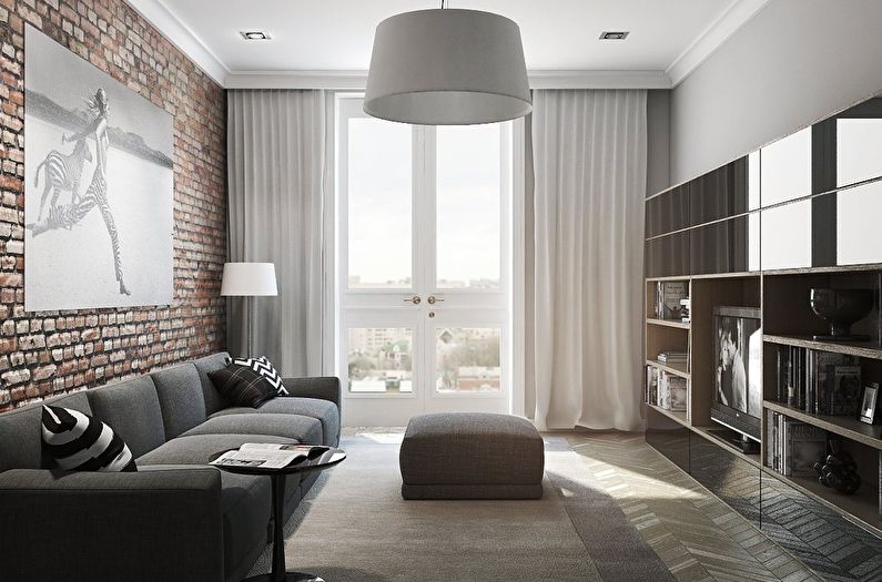 The interior design of the living room is 18 sq.m. - Photo