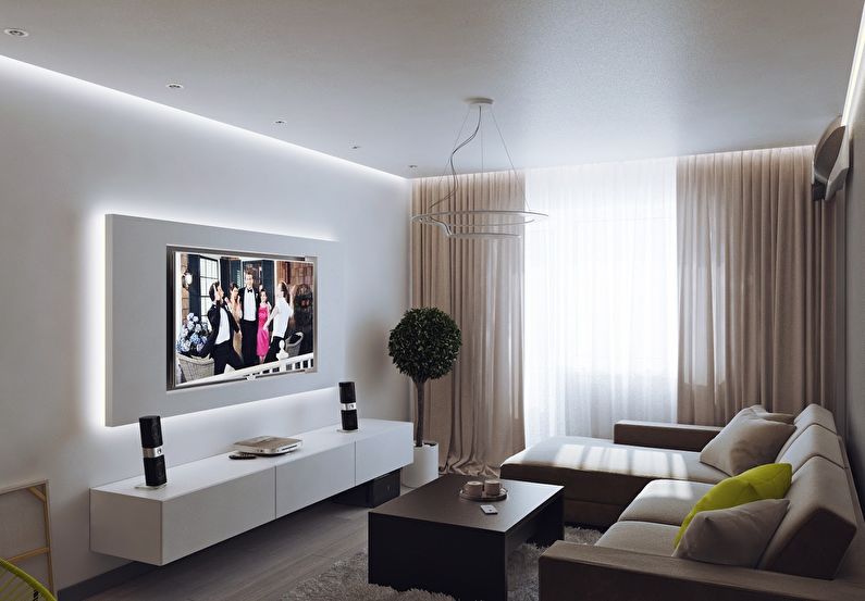 The interior design of the living room is 18 sq.m. - Photo