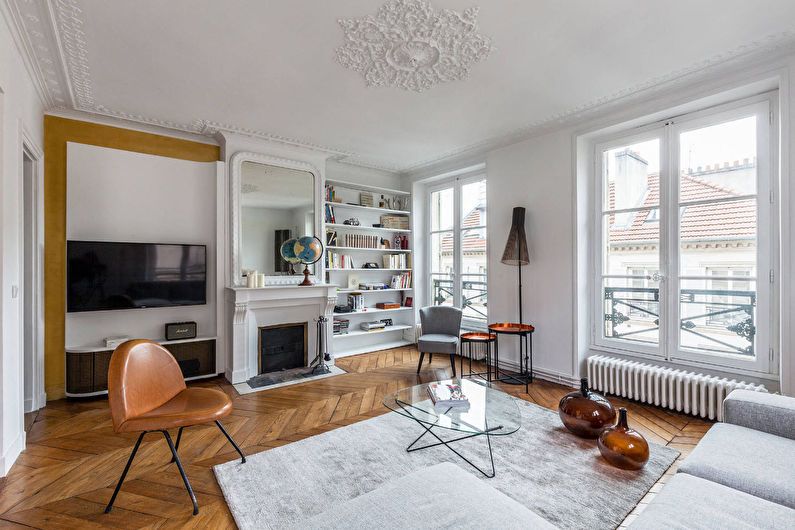 Living room design 20 sq.m. in classic style