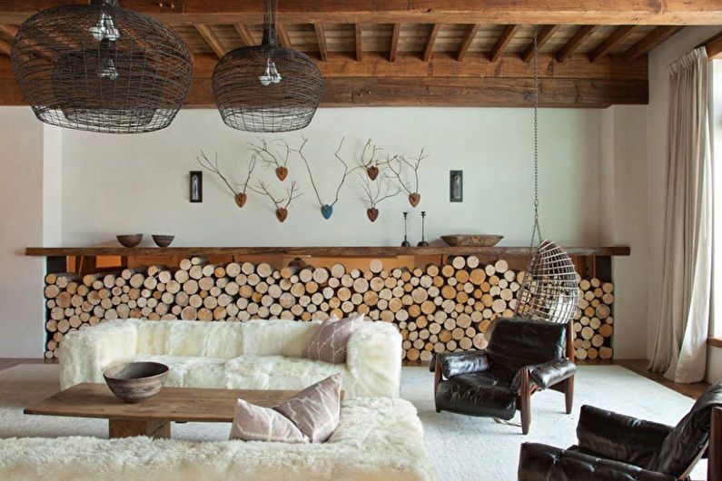 Living room design 20 sq.m. in eco style