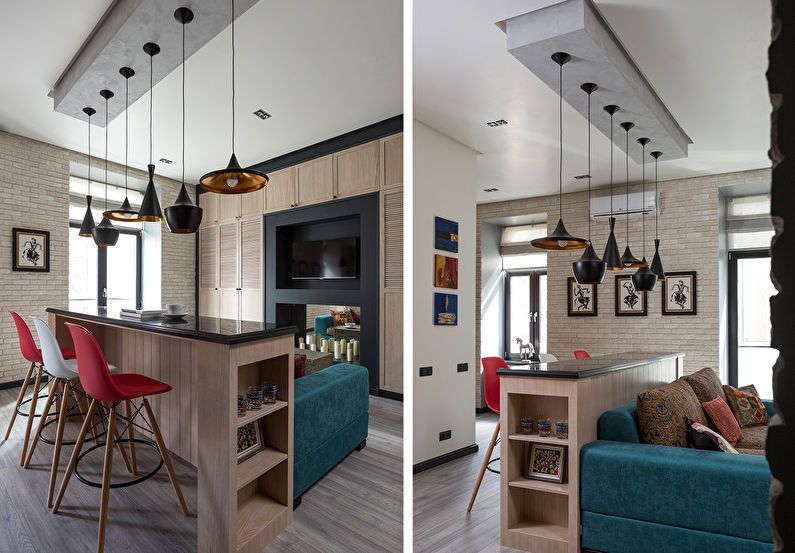 Interior design of a one-room apartment, Moscow