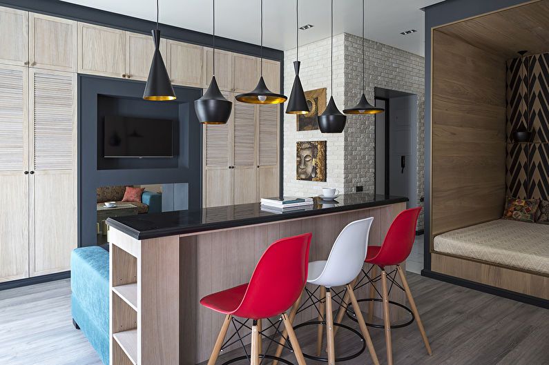 Interior design of a one-room apartment, Moscow