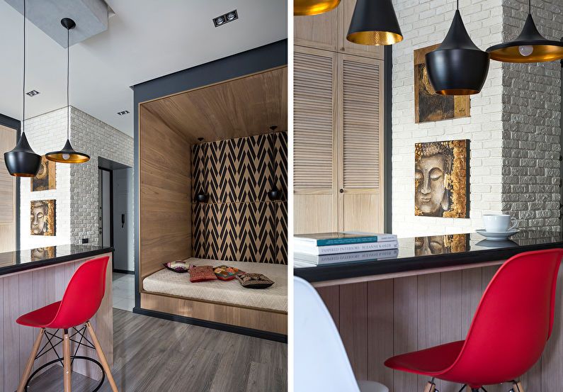 Interior design of a one-room apartment, Moscow