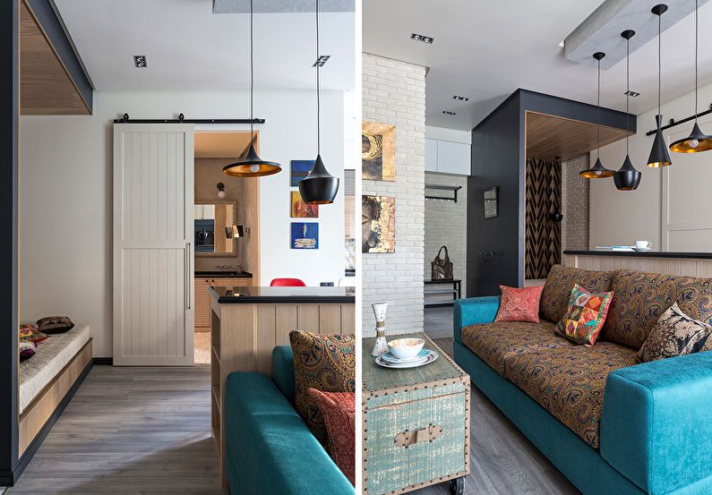 Interior design of a one-room apartment, Moscow