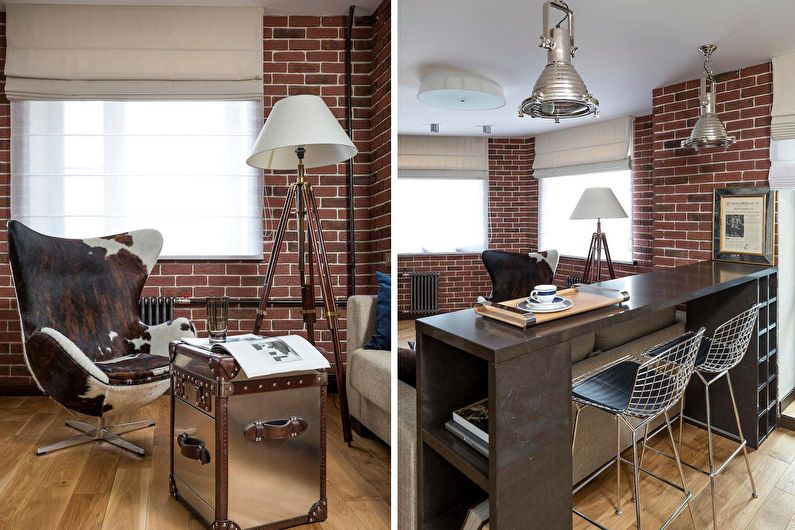 Design of a studio apartment in a loft style
