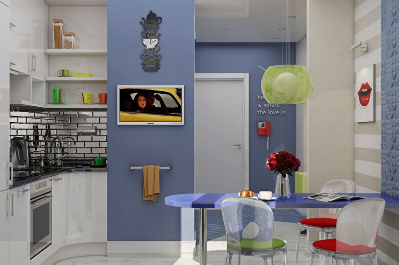 Design of a one-room apartment in the style of pop art