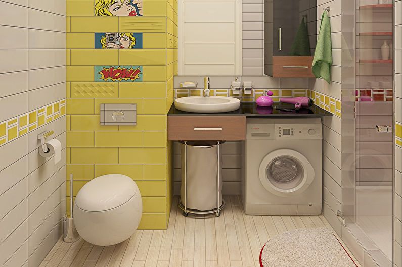 Design of a one-room apartment in the style of pop art