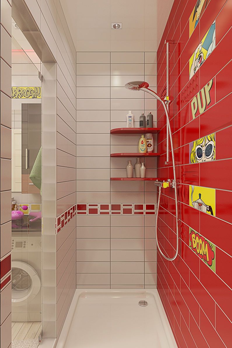 Design of a one-room apartment in the style of pop art