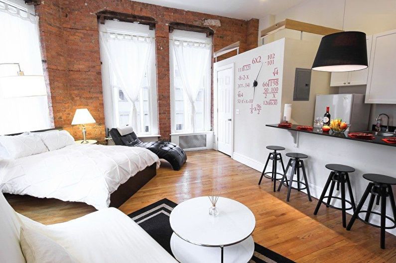 Design studio apartment in a loft style