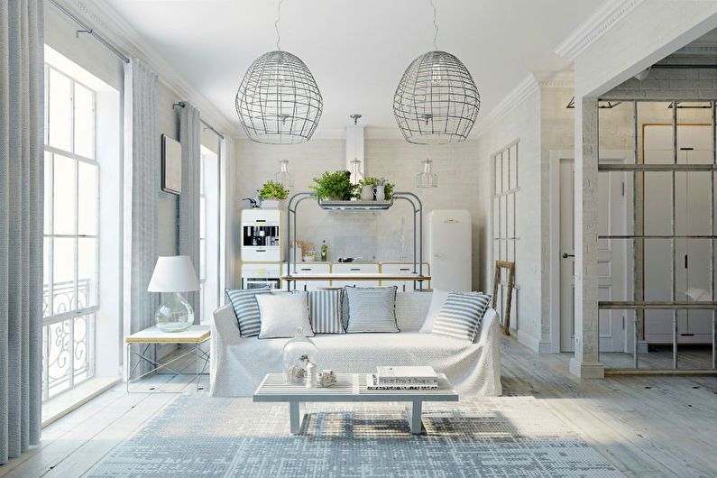 Design of a kitchen-living room in a studio apartment