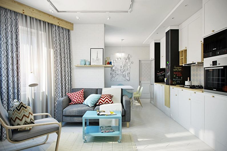Studio apartment design - ceiling decoration
