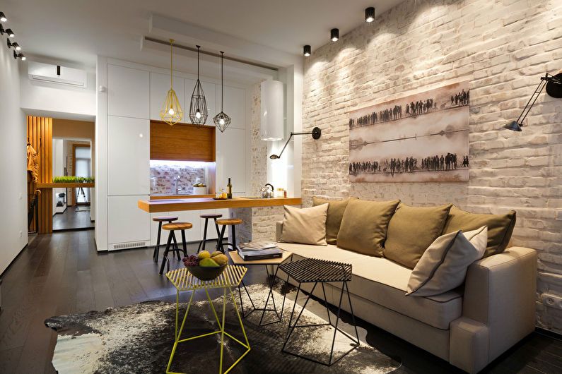 Interior design of a studio apartment - photo