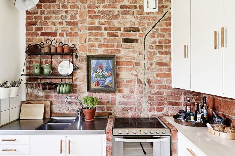 Decoración de paredes en la cocina - Ladrillo