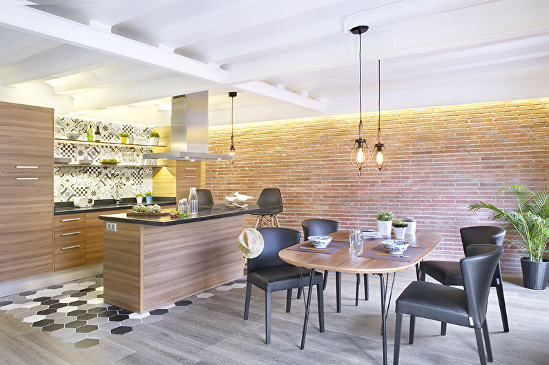 Decoración de paredes en la cocina - Ladrillo