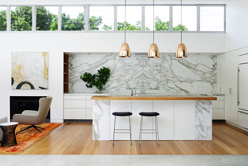 Decoración de paredes en la cocina - Mármol