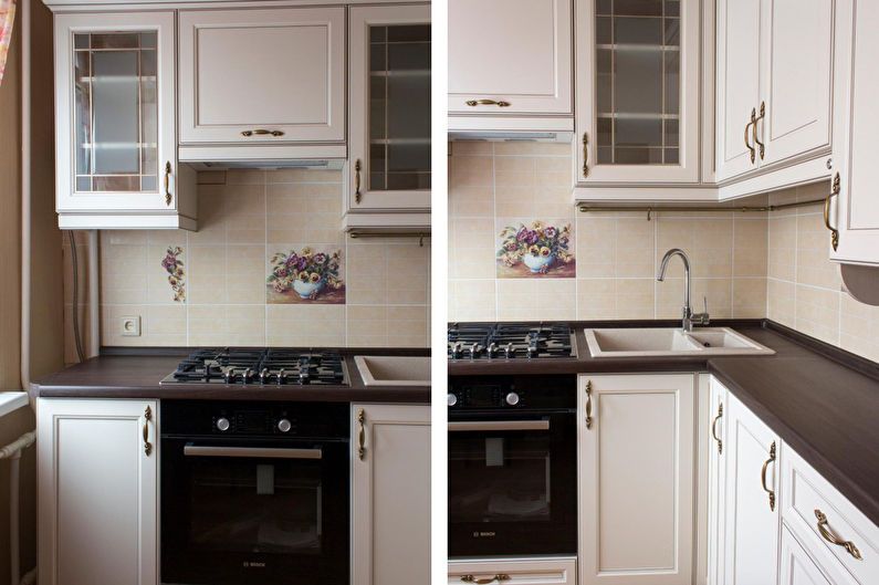 Kitchen design 6 sq.m. in classic style