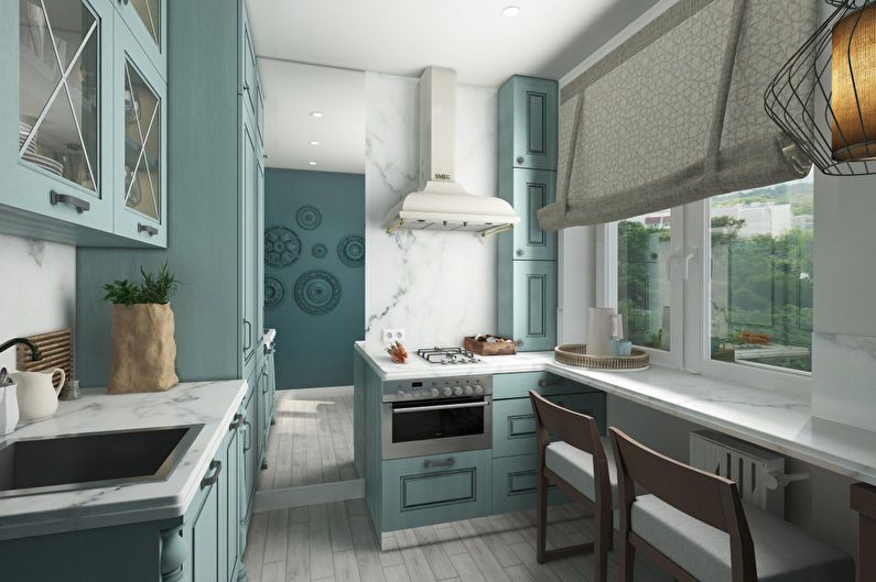 Kitchen design 6 sq.m. in the style of provence