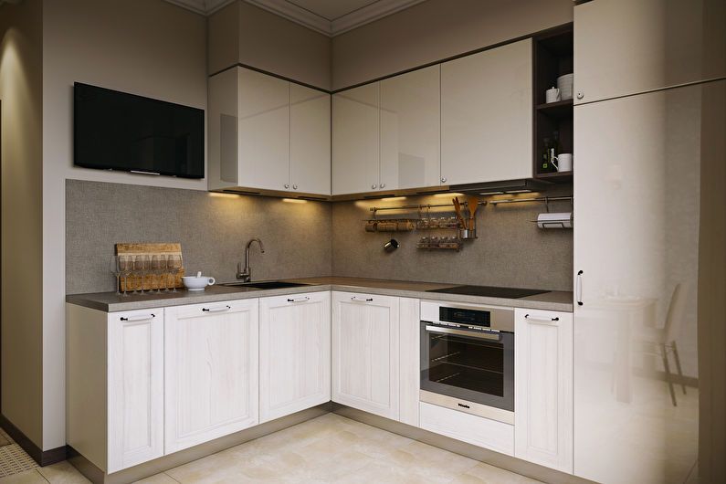 White kitchen 6 sq.m. - Interior Design