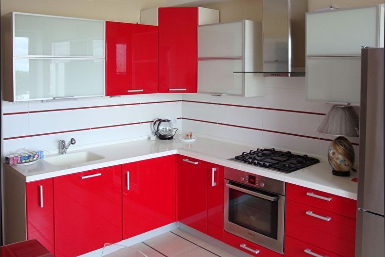 Red kitchen 6 sq.m. - Interior Design