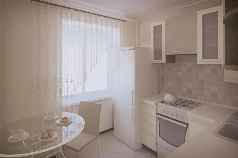 Beige kitchen 6 sq.m. - Interior Design