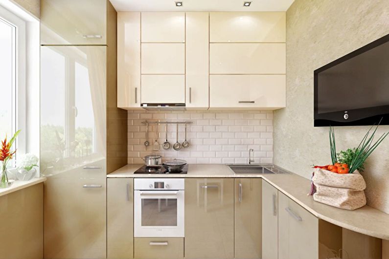 Beige kitchen 6 sq.m. - Interior Design