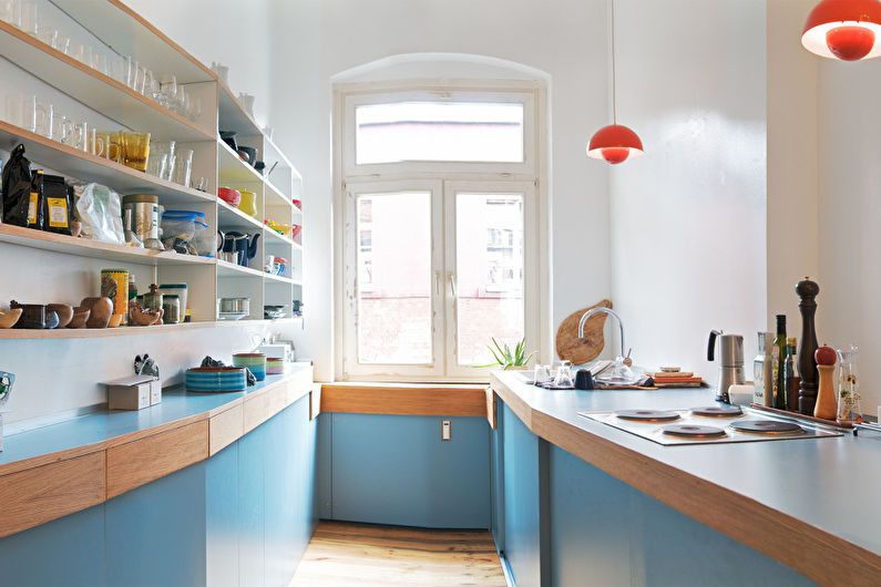 Blue kitchen 6 sq.m. - Interior Design
