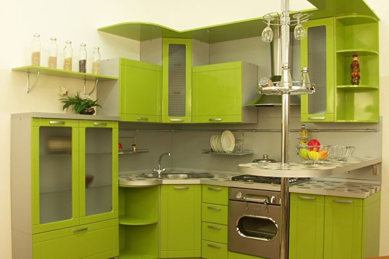 Green kitchen 6 sq.m. - Interior Design