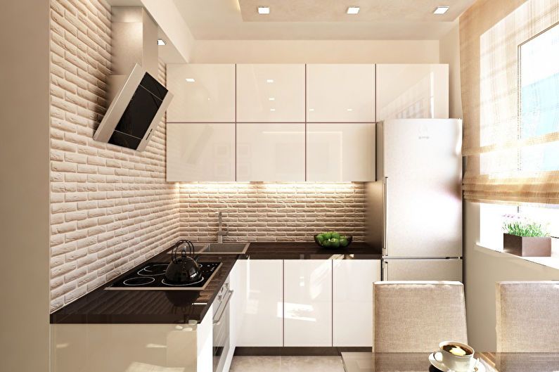 Kitchen interior design 6 sq.m. - Photo