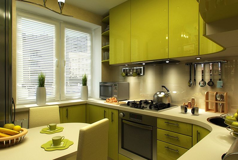 Kitchen interior design 6 sq.m. - Photo