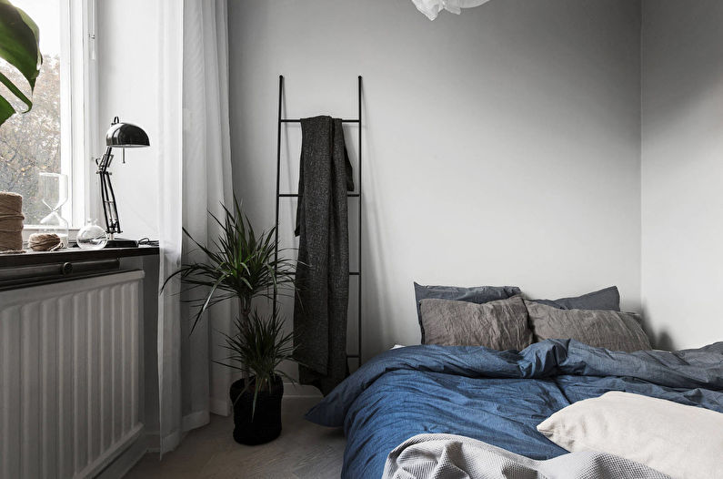 Bedroom design 12 sq.m. in scandinavian style