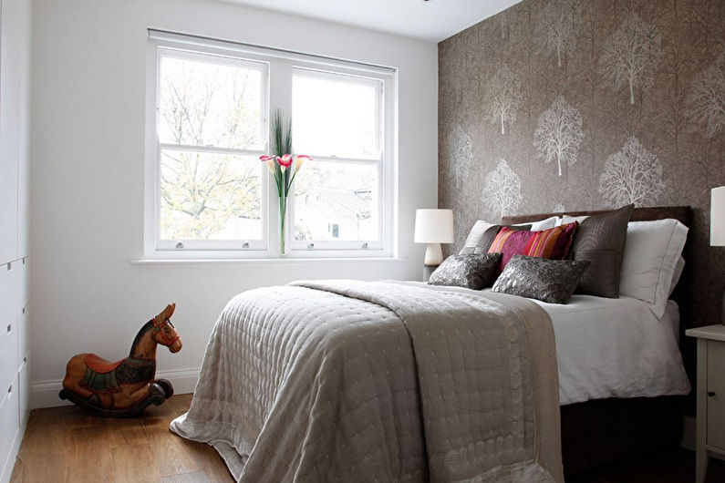 Bedroom design 12 sq.m. - wall decoration