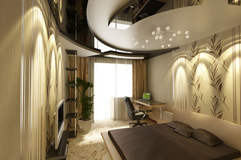 Bedroom design 12 sq.m. - ceiling decoration