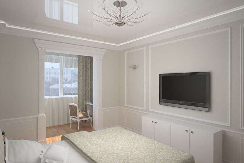Bedroom design 12 sq.m. with a balcony