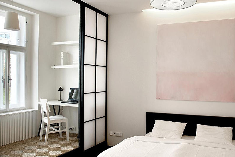 Bedroom design 12 sq.m. with a balcony