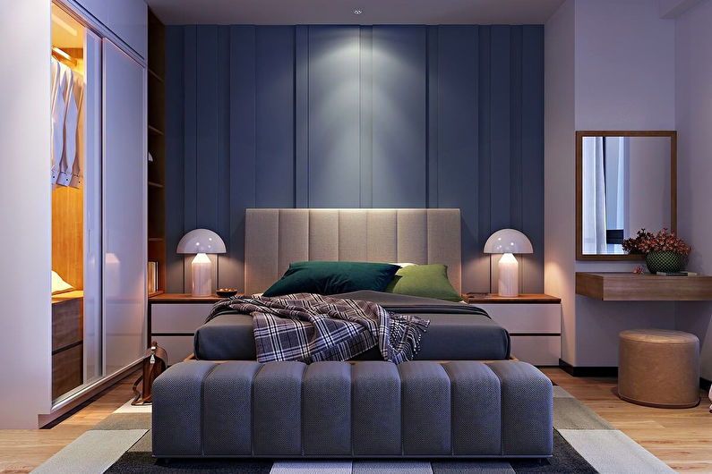 Bedroom design 12 sq.m. - lighting and backlight